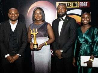 Left: Emeka Kalu Michael, Events and Activation Officer, Adebola Adeyinka, Assistant Marketing Manager; Adedotun Ajibade, Media & Insight Manager and Aderonke Adekunle, Social Media Officer, Rite Foods Limited; with the "Outstanding New Product of the Year - Juice" Award plaque won by the premium Sosa Fruit Drink of Rite Foods Limited at the Marketing Edge Advertising Excellence Awards in Lagos, on Saturday, 16 September, 2023.