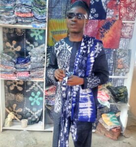 Mr. Adebayo Murtala aka Blind Genius,  produces quality 'Adire Fabrics' in Osogbo