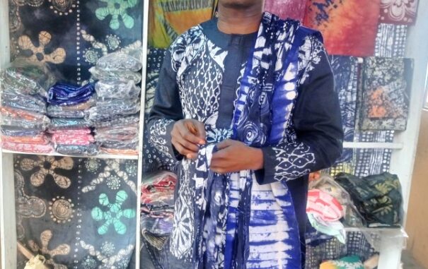 Mr. Adebayo Murtala aka Blind Genius, produces quality 'Adire Fabrics' in Osogbo