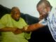 Ikemba of Nnewi, Chief Odumegwu Ojukwu in a warm handshake with his in-law Dr. Josef Onoh